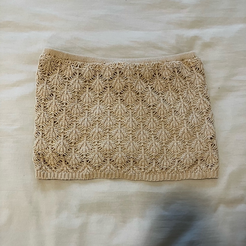 Crochet Knit Tan Tube Top Size M